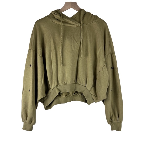 Young Fabulous & Broke Green Raissa Slouchy Cropped Sweatshirt  SZ S/M - Picture 1 of 4